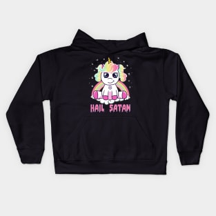 Cute Hail Satan Unicorn Rainbow Funny Satanic Pun Kids Hoodie